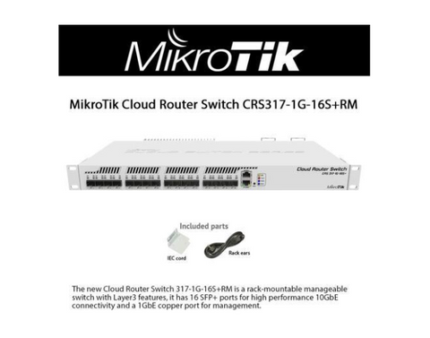 Mikrotik Cloud Router Switch CRS317-1G-16S+RM rack-mountable manageable