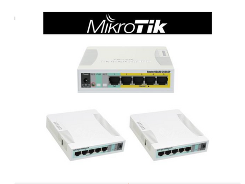 Mikrotik RB260GSP switch 5 Gigabit ports + RB951G-2HnD wireless Gigabit AP (x2)