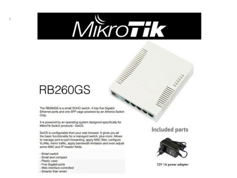 Mikrotik CSS106-5G-1 5-Port Gigabit Switch Plus 1 SFP RB260GS Series