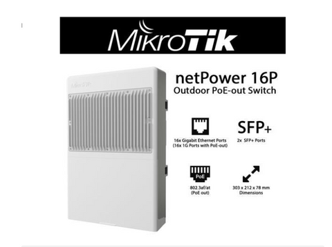 Mikrotik netPower 16P CRS318-16P-2S+OUT Outdoor Switch 16x Gigabit PoE-out Ports and 2 SFP+ Ports
