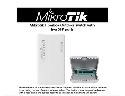 MikroTik FiberBox Outdoor Switch with 5-Ports SFP - Includes 1 S-RJ01 Copper Module (CRS105-5S-FB)