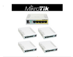 Mikrotik RB260GSP switch 5 Gigabit ports + RB951G-2HnD wireless Gigabit AP (x4)