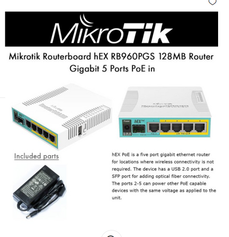 Mikrotik Routerboard hEX RB960PGS 128MB Router Gigabit 5 Ports PoE in