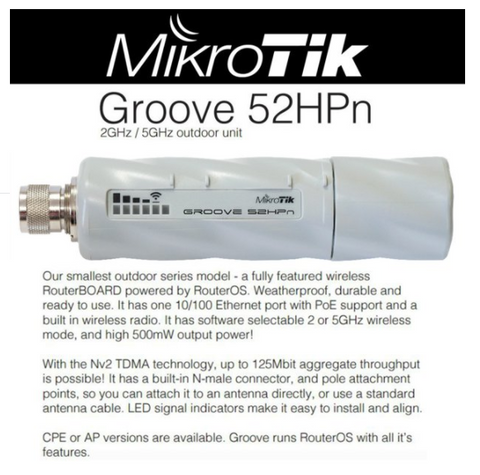 Mikrotik RouterBOARD Groove 52HPn, RBGroove-52HPn Outdoor CPE/AP OSL3