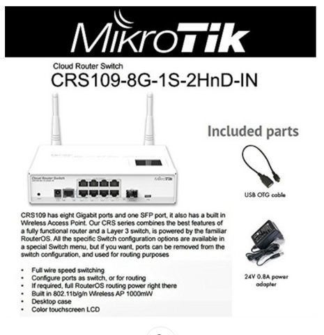 mikrotik crs109-8g-1s-2hnd-in mikrotik crs109-8g-1s-2hnd-in cloud router switch 8 x gigabit, s mikrotik cloud router switch crs109-8g-1s-2hnd-in