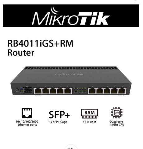 Mikrotik RB4011IGS+RM Wired Router Ethernet LAN Black