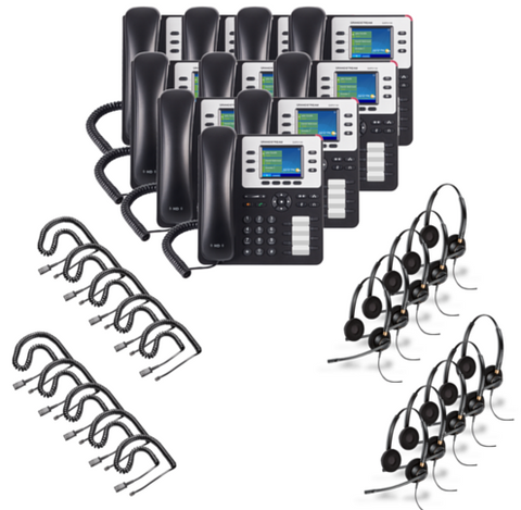 Grandstream GXP2130 10-Pack Bundle with Wired Headsets